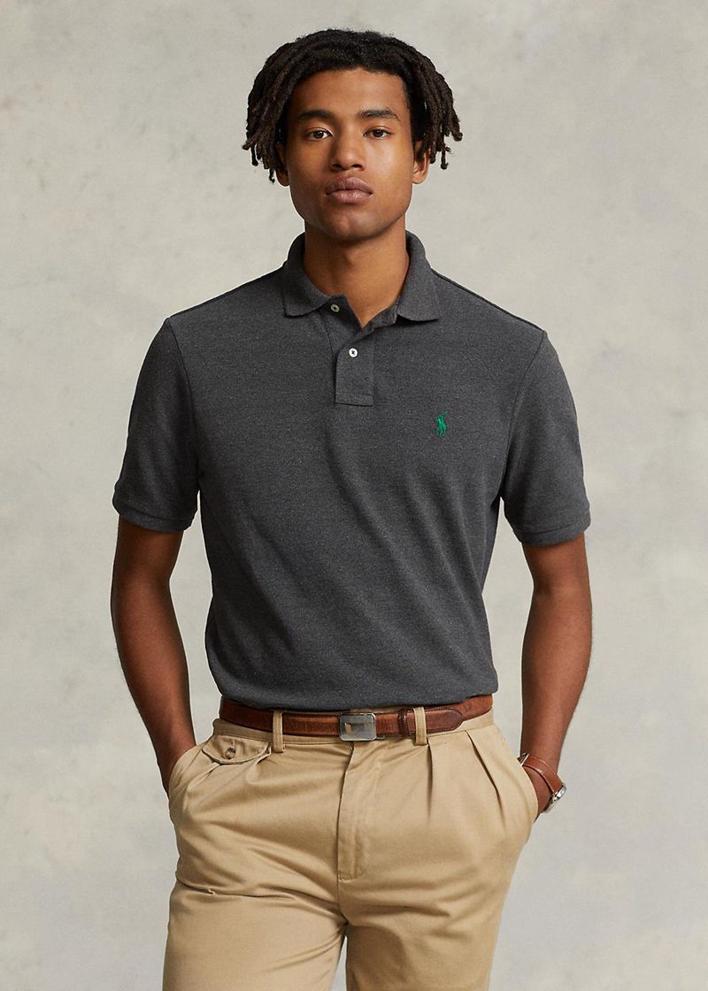 Polowka Polo Ralph Lauren Męska Szare Custom Wąskie Fit Mesh 364027-TMX